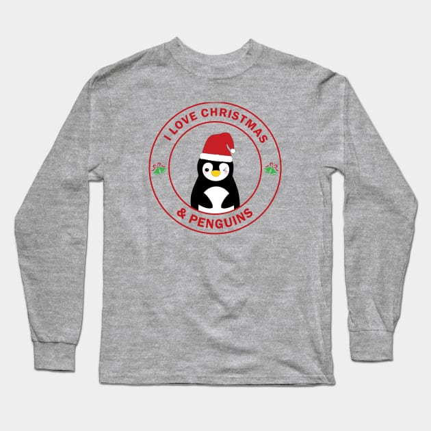 Christmas Penguin Long Sleeve T-Shirt by Mint Cloud Art Studio